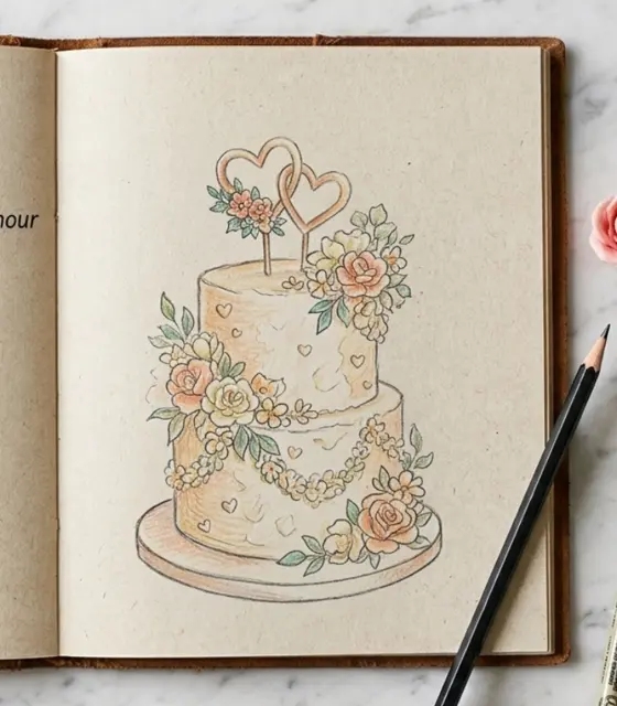 Carnet de croquis pour esquisser un projet de gâteau sur mesure